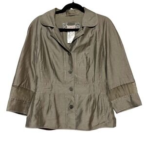 Apriori Minimalist Bamboo Linen Tailored Jacket Womens US 12 Modern Utility Chic